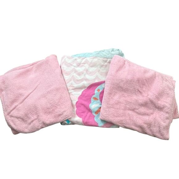 Pottery Barn Kids 3 Toddler Pink Butterfly Towels Hooded Wrap Bath Pool Beach - Picture 1 of 10
